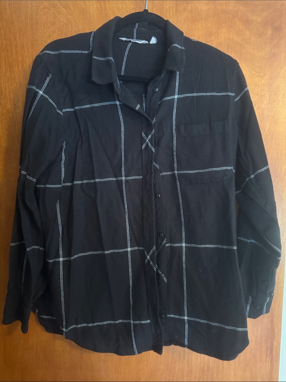 Athleta Black Windowpane Button-Down Shirt